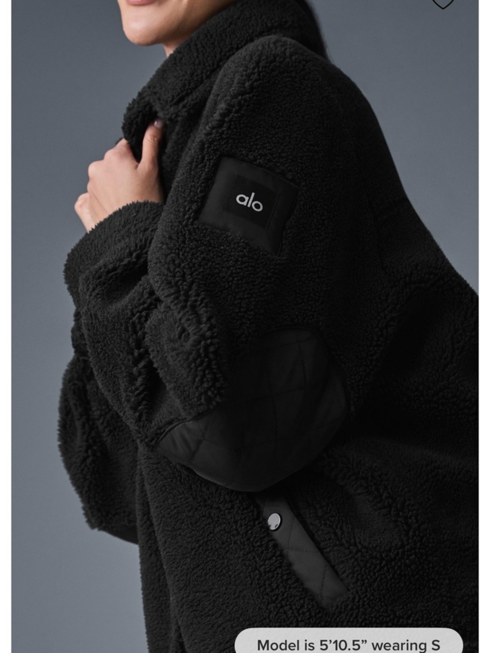 Alo Yoga Oversized Black Sherpa Jacket with Quilted Pockets like new - Picture 4 of 5